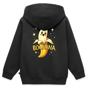 Boonana - La banane comme un fantôme - Sweat Premium à capuche zippé enfant bio - noir - Dos - AI Model Kid Male (0cm)