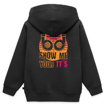 Zeig Mir Deine T T's Funny Twin Turbo Car Racing - Kinder Premium Organic Zip Hoodie - Schwarz - Hinten - AI Model Kid Male (0cm)