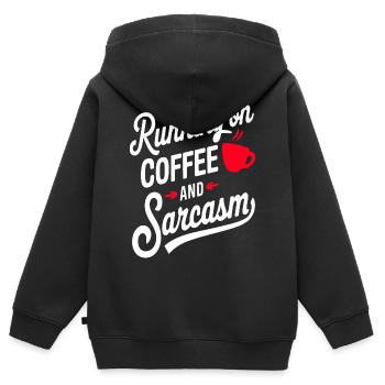"Running on Coffee and Sarcasm"Retro Coffee Design - Kids Premium Organic Zip-up Hoodie - black - Back - AI Model Kid Male (0cm)