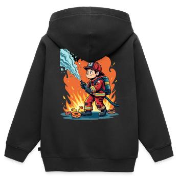 Humour de pompier – Conception de canards et de beignets en caoutchouc - Sweat Premium à capuche zippé enfant bio - noir - Dos - AI Model Kid Male (0cm)