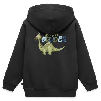 großer Bruder Dinosaurier - Kinder Premium Organic Zip Hoodie - Schwarz - Hinten - AI Model Kid Male (0cm)