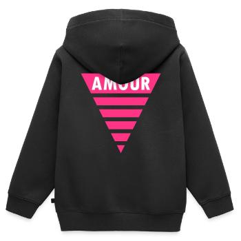 Amour im Dreieck (geteiltes Dreieck) - Kinder Premium Organic Zip Hoodie - Schwarz - Hinten - AI Model Kid Male (0cm)