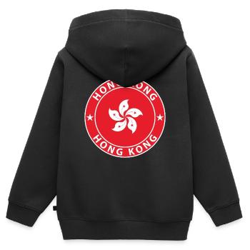 Hongkong - Kinder Premium Organic Zip Hoodie - Schwarz - Hinten - AI Model Kid Male (0cm)