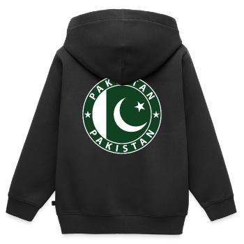 Pakistan - Kinder Premium Organic Zip Hoodie - Schwarz - Hinten - AI Model Kid Male (0cm)