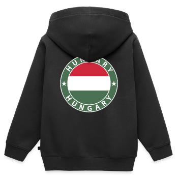Ungarn - Kinder Premium Organic Zip Hoodie - Schwarz - Hinten - AI Model Kid Male (0cm)