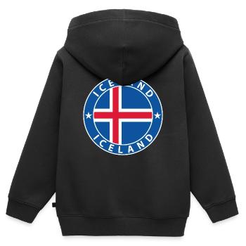 Islande - Sweat Premium à capuche zippé enfant bio - noir - Dos - AI Model Kid Male (0cm)