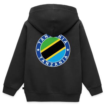 Tanzanie - Sweat Premium à capuche zippé enfant bio - noir - Dos - AI Model Kid Male (0cm)