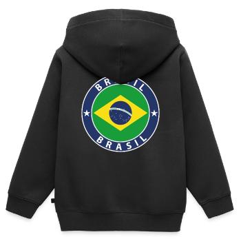 Brésil - Sweat Premium à capuche zippé enfant bio - noir - Dos - AI Model Kid Male (0cm)