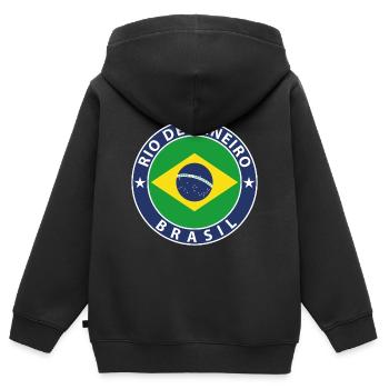 Rio de Janeiro - Sweat Premium à capuche zippé enfant bio - noir - Dos - AI Model Kid Male (0cm)