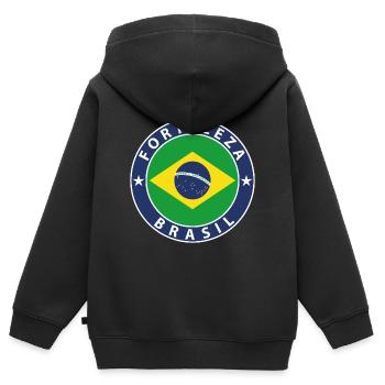 Fortaleza - Kinder Premium Organic Zip Hoodie - Schwarz - Hinten - AI Model Kid Male (0cm)