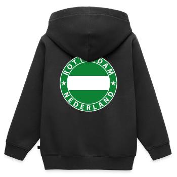 Rotterdam - Sweat Premium à capuche zippé enfant bio - noir - Dos - AI Model Kid Male (0cm)