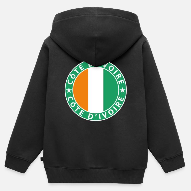 Côte d’Ivoire - Sweat Premium à capuche zippé enfant bio - noir