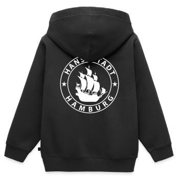 Hamburg - Kinder Premium Organic Zip Hoodie - Schwarz - Hinten - AI Model Kid Male (0cm)