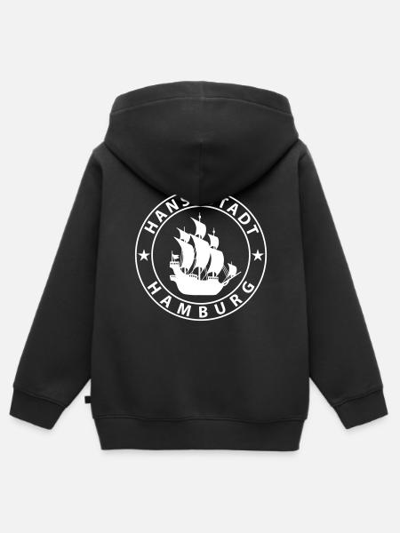 Hamburg - Kinder Premium Organic Zip Hoodie - Schwarz