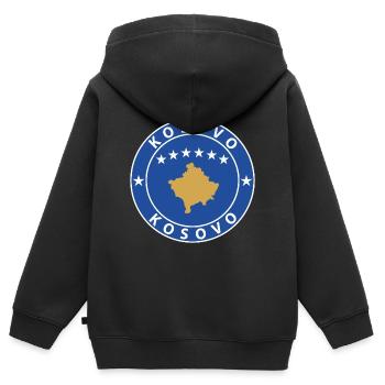 Kosovo - Kinder Premium Organic Zip Hoodie - Schwarz - Hinten - AI Model Kid Male (0cm)