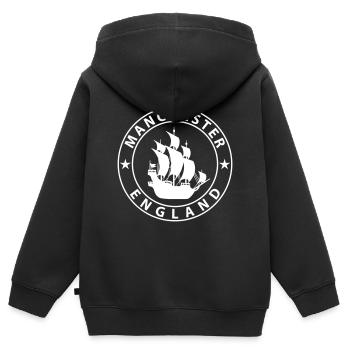 Manchester - Sweat Premium à capuche zippé enfant bio - noir - Dos - AI Model Kid Male (0cm)