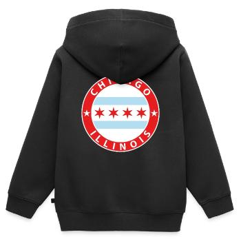 Chicago - Sweat Premium à capuche zippé enfant bio - noir - Dos - AI Model Kid Male (0cm)