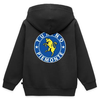 Turin - Kinder Premium Organic Zip Hoodie - Schwarz - Hinten - AI Model Kid Male (0cm)