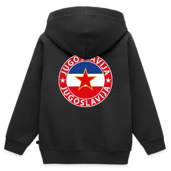 Jugoslawien - Kinder Premium Organic Zip Hoodie - Schwarz - Hinten - AI Model Kid Male (0cm)