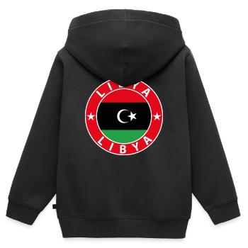 Libyen - Kinder Premium Organic Zip Hoodie - Schwarz - Hinten - AI Model Kid Male (0cm)