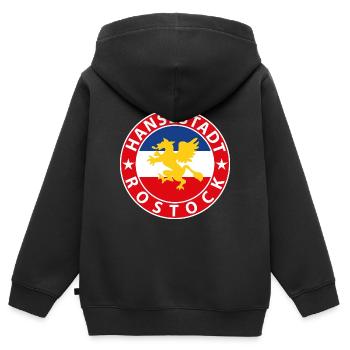 Rostock - Kinder Premium Organic Zip Hoodie - Schwarz - Hinten - AI Model Kid Male (0cm)
