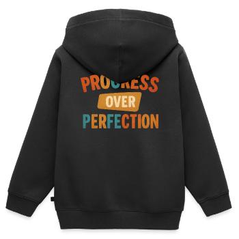 Progress Over Perfection - Kids Premium Organic Zip-up Hoodie - black - Back - AI Model Kid Male (0cm)