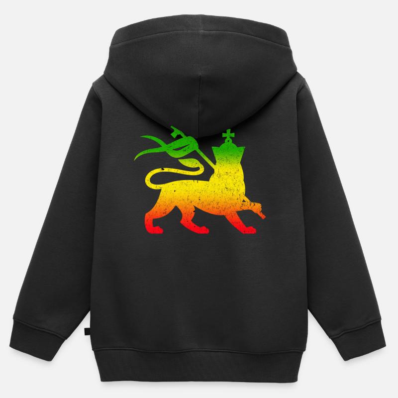 Reggae Rastafarian Lion pour les fans de reggae - Sweat Premium à capuche zippé enfant bio - noir