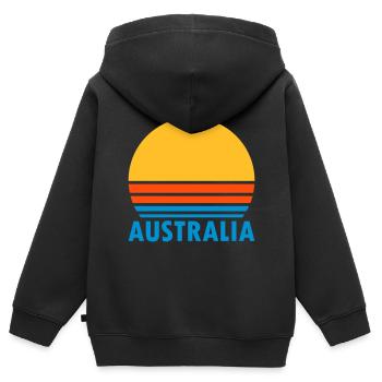 Australia (geteilte Sonne) - Kinder Premium Organic Zip Hoodie - Schwarz - Hinten - AI Model Kid Male (0cm)
