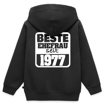 Frau 1977 - Kinder Premium Organic Zip Hoodie - Schwarz - Hinten - AI Model Kid Male (0cm)