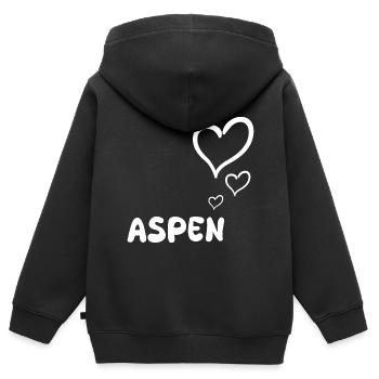 Aspen - Kinder Premium Organic Zip Hoodie - Schwarz - Hinten - AI Model Kid Male (0cm)