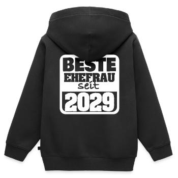 Verlobt 2029 - Kinder Premium Organic Zip Hoodie - Schwarz - Hinten - AI Model Kid Male (0cm)