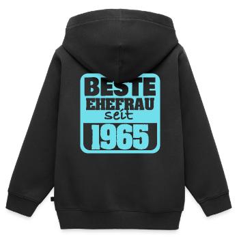 1965 - Kinder Premium Organic Zip Hoodie - Schwarz - Hinten - AI Model Kid Male (0cm)