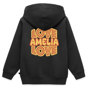 Geschenk für Amelia - Kinder Premium Organic Zip Hoodie - Schwarz - Hinten - AI Model Kid Male (0cm)
