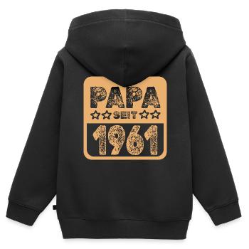 1961 - Kids Premium Organic Zip-up Hoodie - black - Back - AI Model Kid Male (0cm)