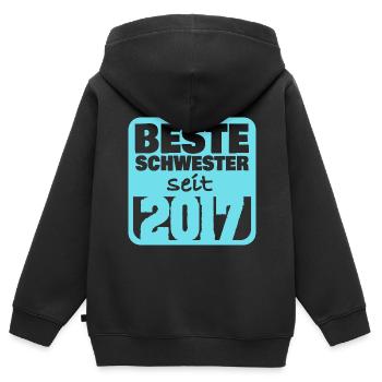 Geschwister 2017 - Kinder Premium Organic Zip Hoodie - Schwarz - Hinten - AI Model Kid Male (0cm)