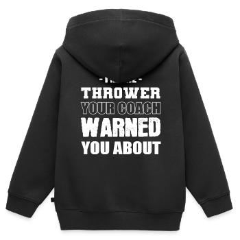 Je suis le cadeau de l’athlète lanceur - Sweat Premium à capuche zippé enfant bio - noir - Dos - AI Model Kid Male (0cm)