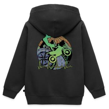 Motorrad Motocross Vintage 80er Retro Biker - Kinder Premium Organic Zip Hoodie - Schwarz - Hinten - AI Model Kid Male (0cm)