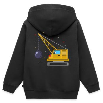 Abrissbirne Wrecking Ball Bagger Zerstörung Bauarb - Kinder Premium Organic Zip Hoodie - Schwarz - Hinten - AI Model Kid Male (0cm)