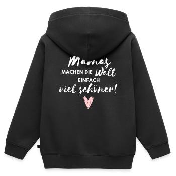 Mamas machen die Welt viel schöner - Kinder Premium Organic Zip Hoodie - Schwarz - Hinten - AI Model Kid Male (0cm)
