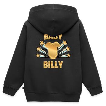 Naissance enceinte Bébé Billy - Sweat Premium à capuche zippé enfant bio - noir - Dos - AI Model Kid Male (0cm)