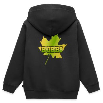 Ahornblatt Bobbi - Kinder Premium Organic Zip Hoodie - Schwarz - Hinten - AI Model Kid Male (0cm)