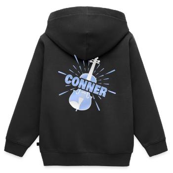 Violon Conner - Sweat Premium à capuche zippé enfant bio - noir - Dos - AI Model Kid Male (0cm)