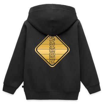 Femme Femme Prénom Nom de femme Rebekka - Sweat Premium à capuche zippé enfant bio - noir - Dos - AI Model Kid Male (0cm)