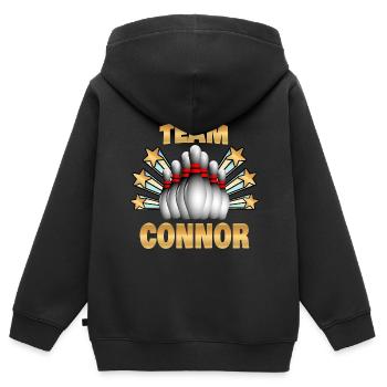 Kegel Connor - Kinder Premium Organic Zip Hoodie - Schwarz - Hinten - AI Model Kid Male (0cm)