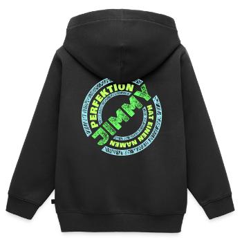 Perfektion Perfekt Jimmy - Kinder Premium Organic Zip Hoodie - Schwarz - Hinten - AI Model Kid Male (0cm)