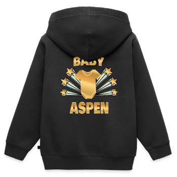 Geschenk für Aspen - Kinder Premium Organic Zip Hoodie - Schwarz - Hinten - AI Model Kid Male (0cm)