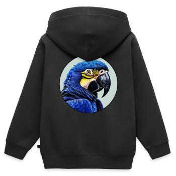 Hyazinth Ara - Kinder Premium Organic Zip Hoodie - Schwarz - Hinten - AI Model Kid Male (0cm)