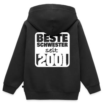 Geschwister 2001 - Kinder Premium Organic Zip Hoodie - Schwarz - Hinten - AI Model Kid Male (0cm)
