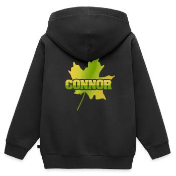 Ahornblatt Connor - Kinder Premium Organic Zip Hoodie - Schwarz - Hinten - AI Model Kid Male (0cm)
