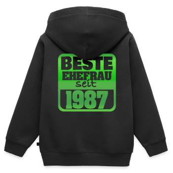 1987 - Kinder Premium Organic Zip Hoodie - Schwarz - Hinten - AI Model Kid Male (0cm)